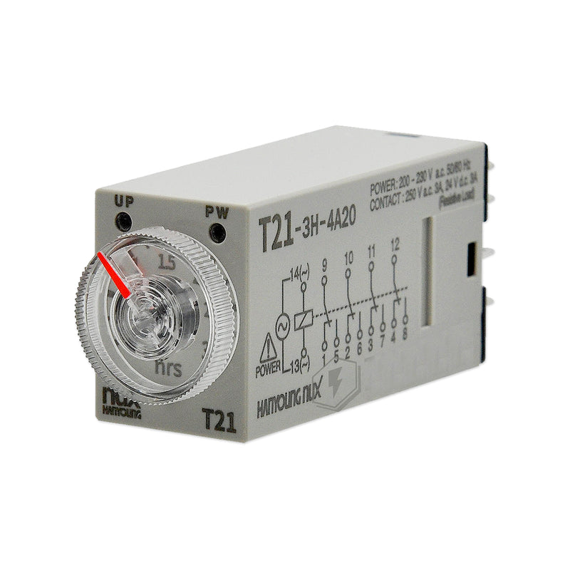 Bộ định thời gian Analog Hanyoung Nux T21 Series, Socket 14 chân dẹp nhỏ, kích thước