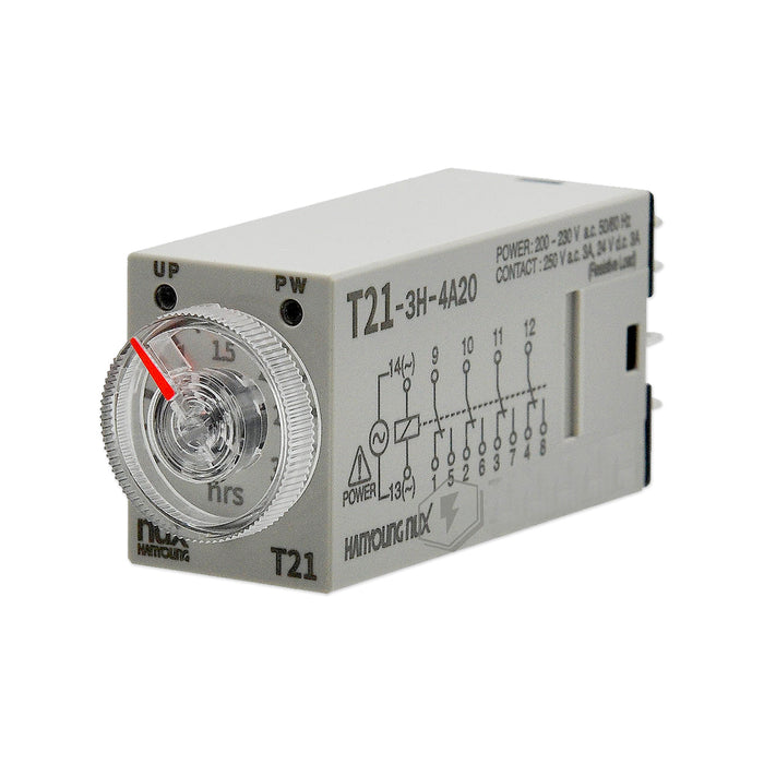 Bộ định thời gian Analog Hanyoung Nux T21 Series, Socket 14 chân dẹp nhỏ, kích thước