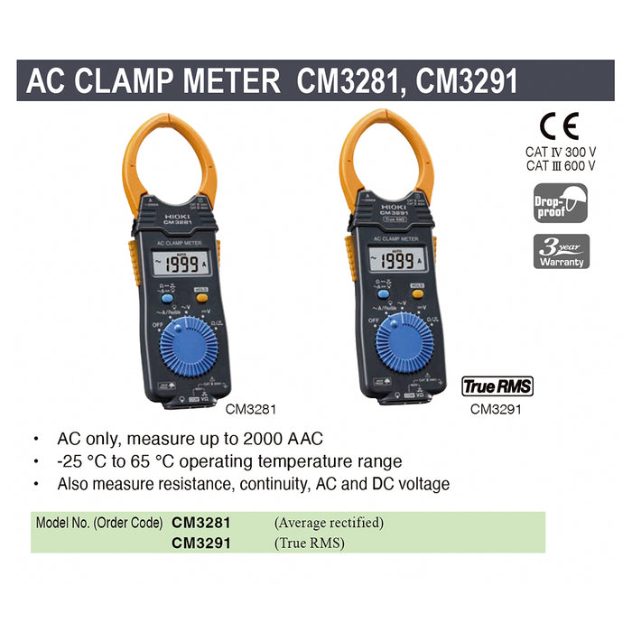 Ampe kìm đo AC Hioki CM3281 dải đo từ 42A - 2000A