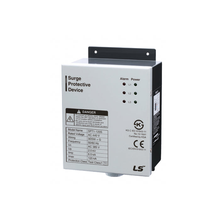 Thiết bị chống sét 3P dạng hộp (Box Type) LS SP Series, điện áp Uc 385V, dòng xả xung sét cực đại từ 40kA ~ 160kA. Tiêu chuẩn CE