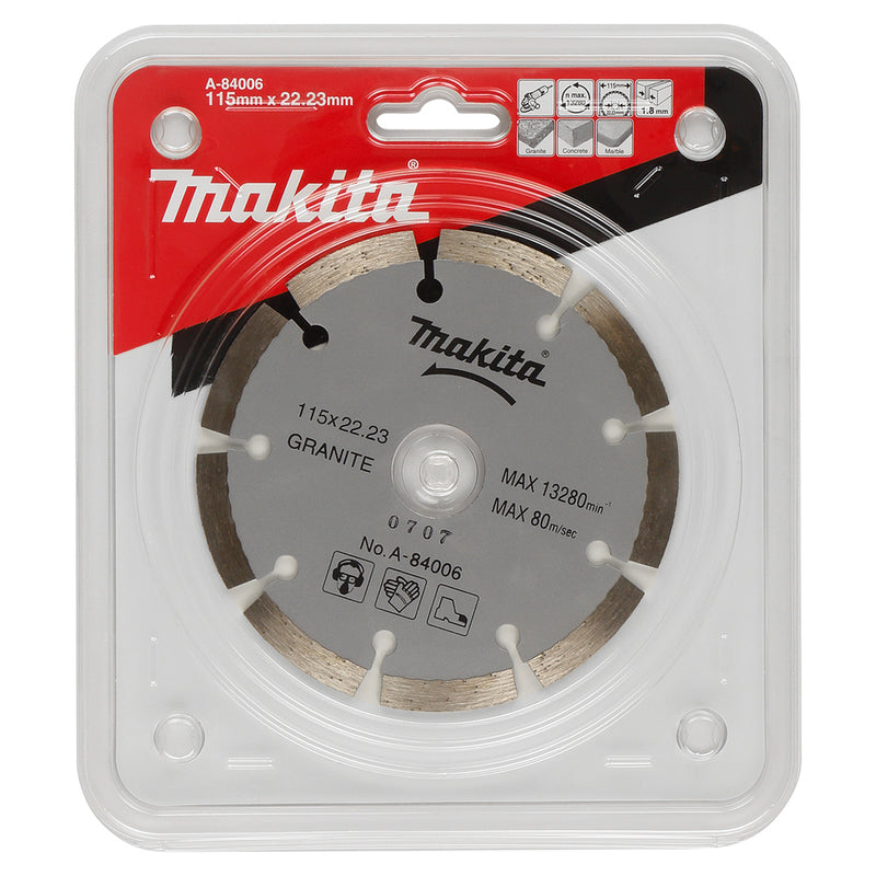 Lưỡi cắt kim cương bê tông, kiểu răng phân đoạn Makita A-84006 đường kính 115mm, lỗ cốt 22.23mm