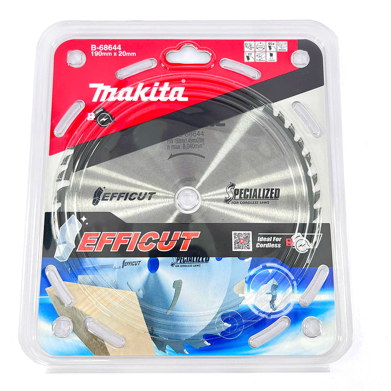 Lưỡi cưa gỗ TCT Makita công nghệ Efficut đường kính 190mm, số răng từ 24-45 kiểu ATAFR, lỗ cốt 20mm dùng cho máy cưa đĩa ( Cấp 5 sao )