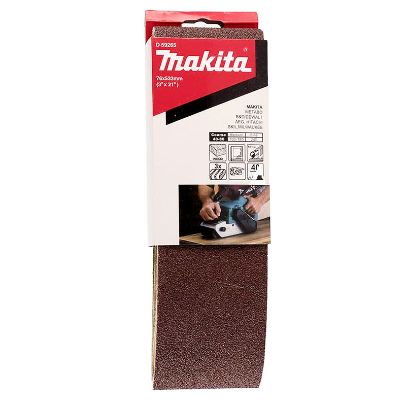 Hộp 3 miếng giấy nhám băng Makita kích thước 76mm x 533mm