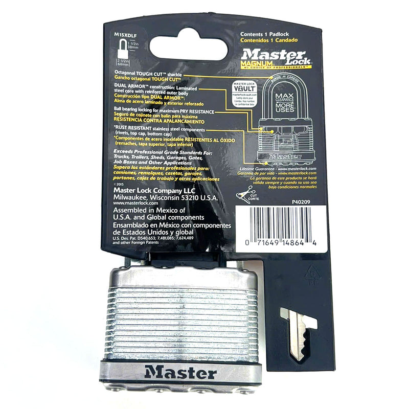 Ổ khóa treo Master Lock M15XDLF cao cấp, thân khóa bằng thép lá 64mm