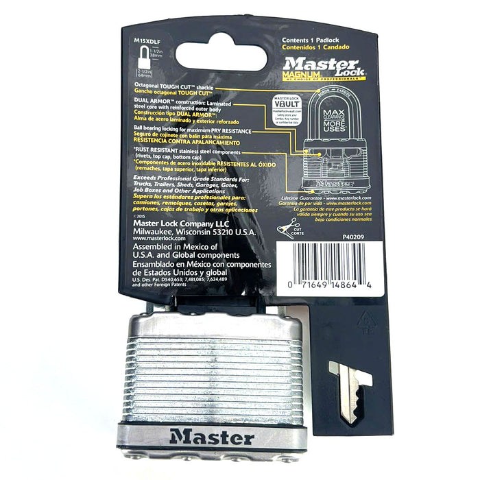 Ổ khóa treo Master Lock M15XDLF cao cấp, thân khóa bằng thép lá 64mm