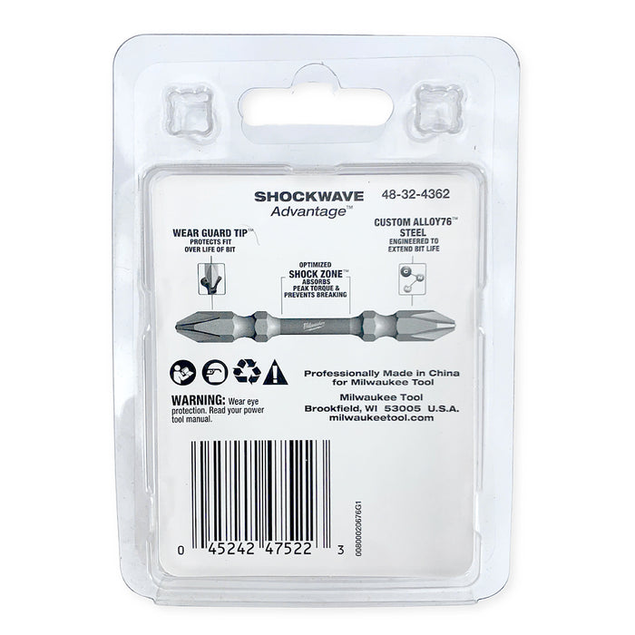 Vĩ 10 mũi vặn vít 2 đầu bake Milwaukee kích thước từ PH1 - PH3, chiều dài 65mm