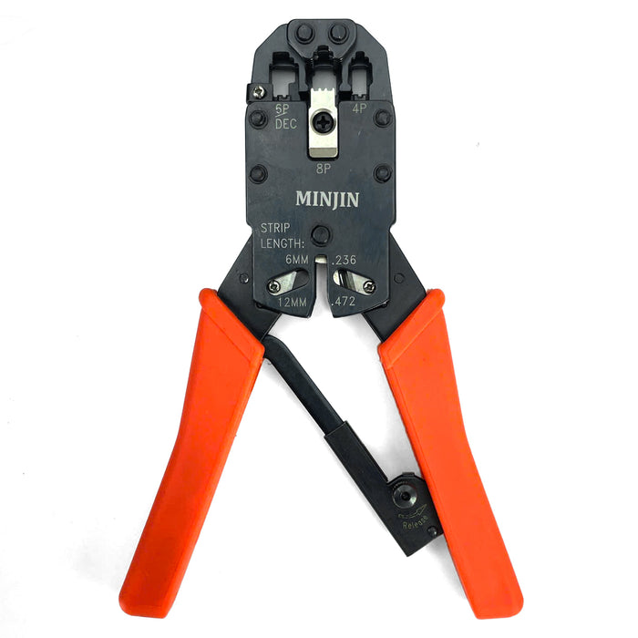 Kìm bấm dây tín hiệu, cáp mạng 3 chức năng, bấm được từ 4-6-8 chân Minjin HT-2008R