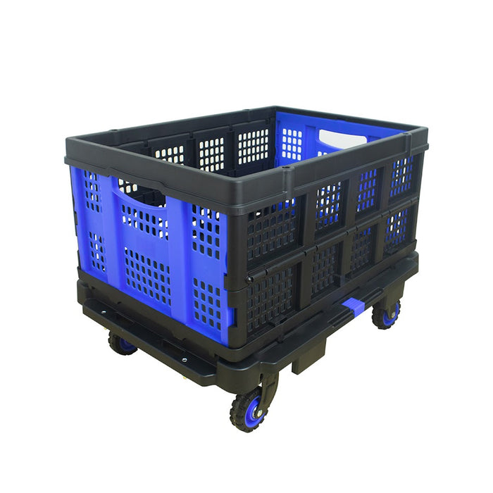 Xe đẩy hàng Nikawa, tải trọng 136kg, kích thước mặt sàn 600mm x 450mm, loại có 4 bánh xe, chất liệu nhựa cao cấp