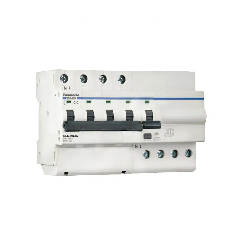 Cầu dao chống giật RCBO Panasonic có bảo vệ quá tải, ngắn mạch và chống rò, lắp thanh ray, tải định mức từ 6A ~ 63A, dòng rò 30mA, dòng cắt 6kA