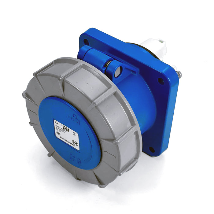 Ổ cắm công nghiệp PCE lắp âm, mặt thẳng, chịu tải cao từ 63A - 125A, 3 cực (2P+PE) điện áp 230V, kín nước tiêu chuẩn IP67