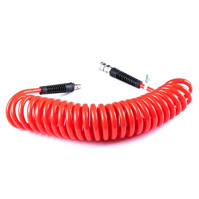 Ống dẫn khí nén PU SATA dạng xoắn đỏ, dài 6m - 12m, Ø8x12mm & Ø10x14mm