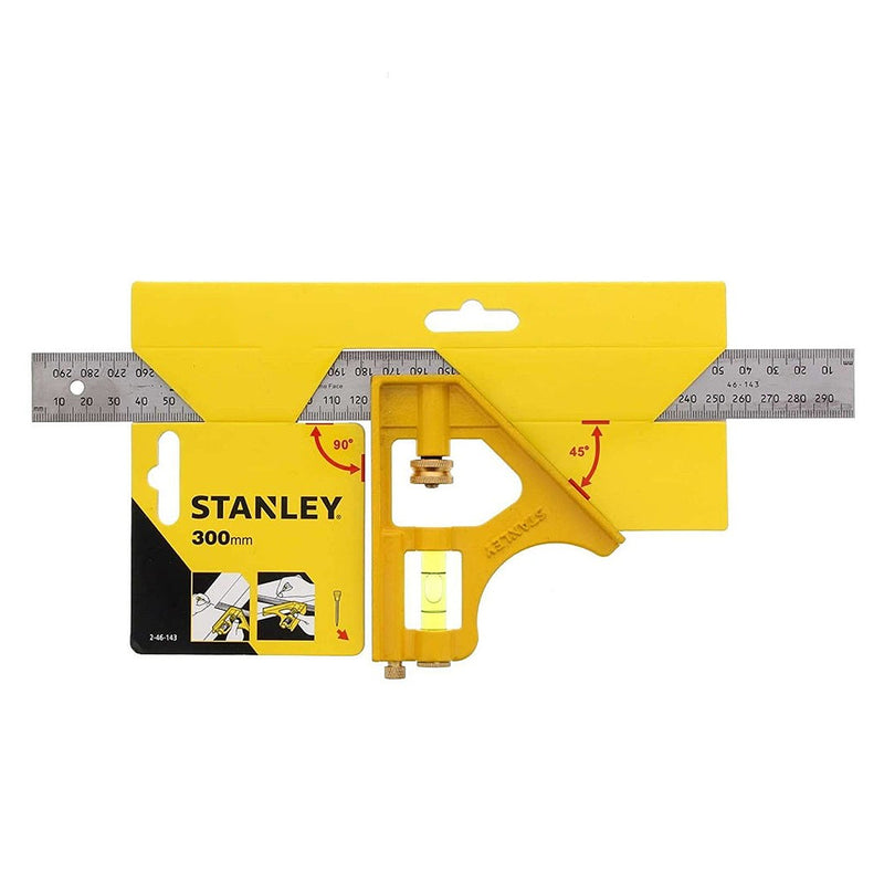 Thước ê ke thủy cán cầm sắt 300mm STANLEY 46-143