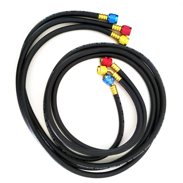 Bộ 3 dây ga đồng hồ áp suất, chịu áp cao Tasco TB120RS-Hose dài 1500mm, cổng 1/4 inch, dùng cho ngành điện lạnh