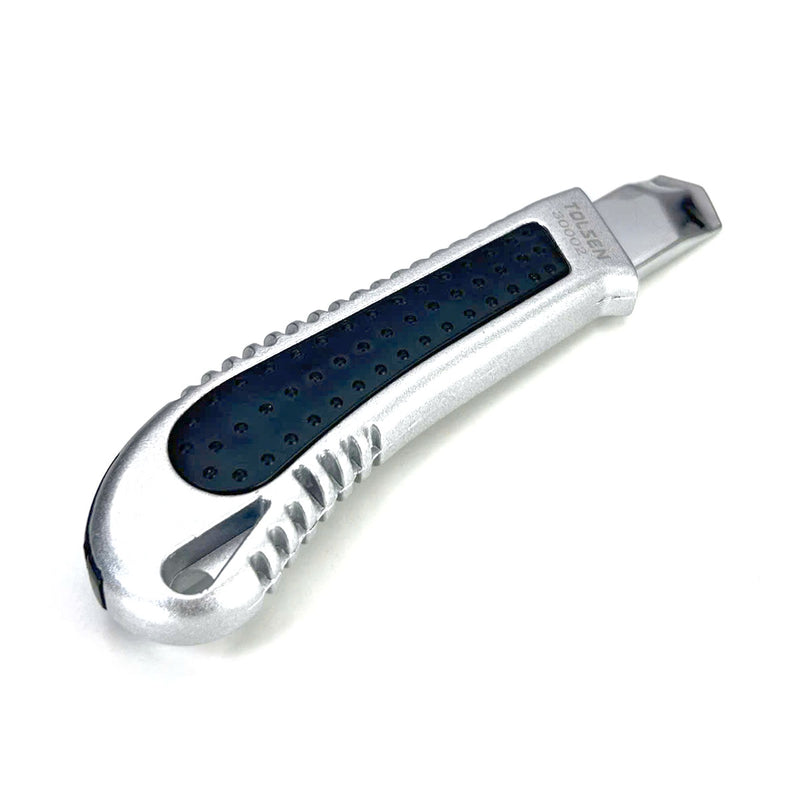 Dao rọc giấy cán nhôm với nút trượt phẳng, lưỡi dao thép SK5 18x100mm TOLSEN 30002