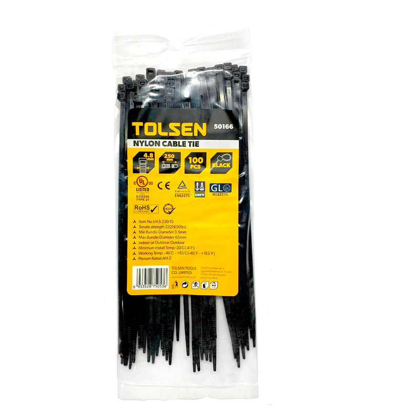 Dây rút đen công nghiệp 100mm - 450mm, chất liệu Nylon 66 TOLSEN - NPOWER