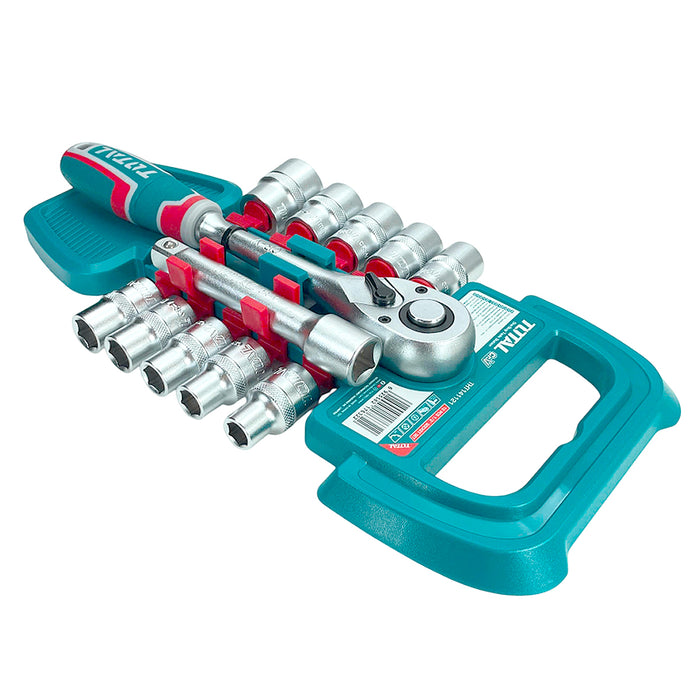 Bộ 12 cái socket (1/2 inch) & cần 2 chiều TOTAL THT141121