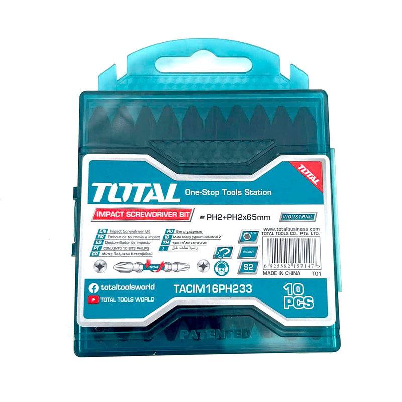 Bộ 10 mũi bắt vít hai đầu (có nam châm hít) PH2 65mm TOTAL TACIM16PH233