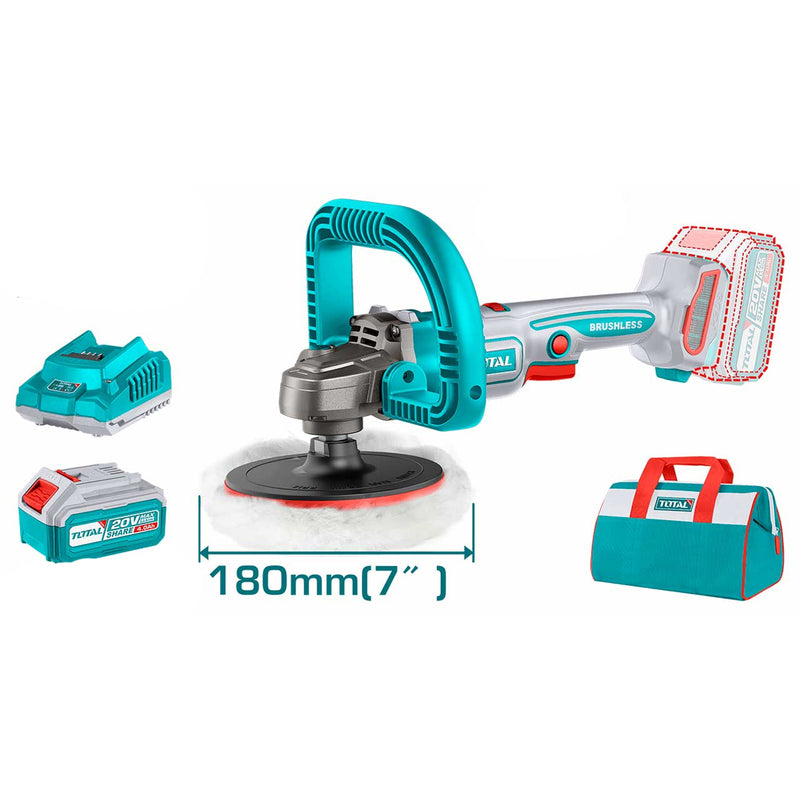 Máy đánh bóng dùng Pin 20V TOTAL TAPLI2018, đường kính đĩa 180mm