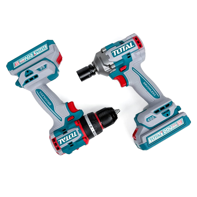 Bộ combo máy khoan búa và máy siết bu lông Total TCKLI20286 dùng Pin 20V