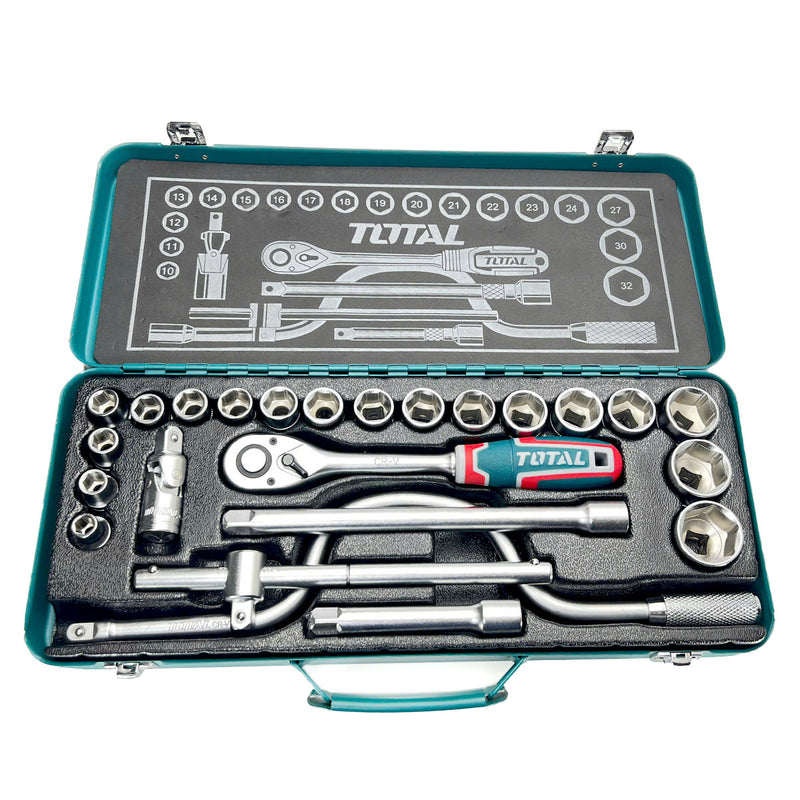 Bộ 24 cái socket (1/2 inch) & cần 2 chiều TOTAL THT141253