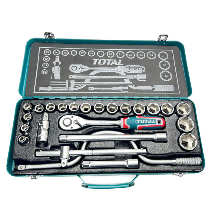 Bộ 24 cái socket (1/2 inch) & cần 2 chiều TOTAL THT141253