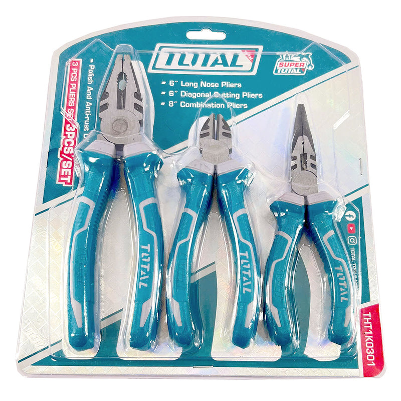 Bộ 3 kìm cắt kìm răng và kìm mỏ dài TOTAL THT1K0301