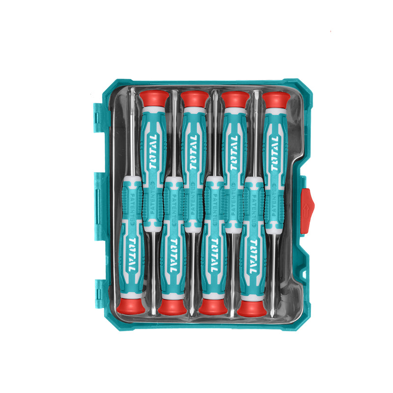 Bộ tua vít mini 8 chi tiết Total THT250826 (tua vít dẹp, tua vít bake và tua vít lục giác)