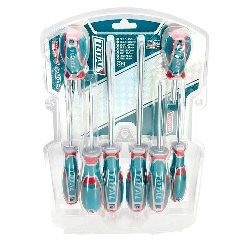 Vỉ 8 tua vít dẹp và bake Total TKSDS0826 có từ tính, chất liệu thép S2