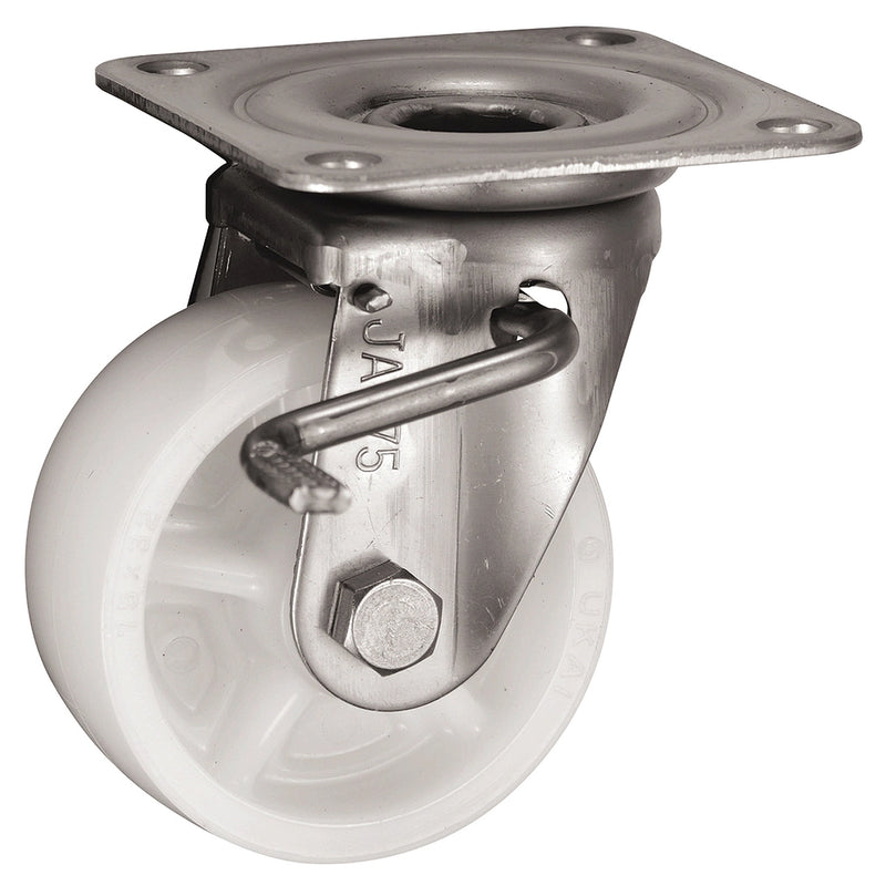 Bánh xe đẩy, càng Inox 304 Ukai JAB-Type có xoay, có khóa bánh, đường kính từ 75mm - 200mm
