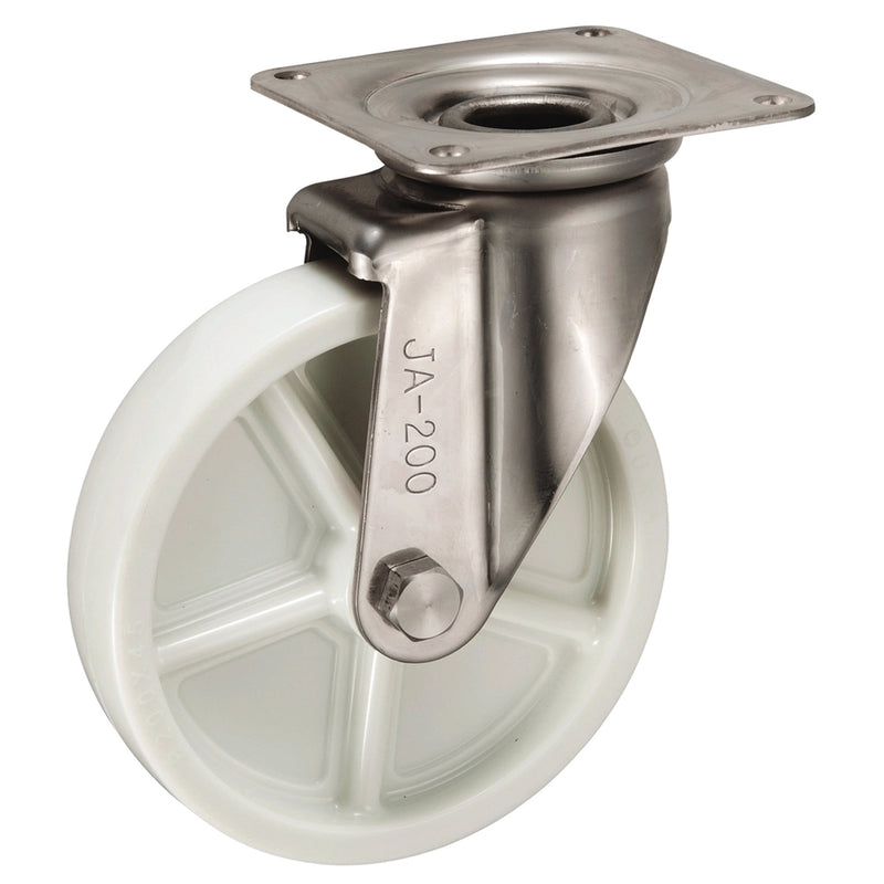 Bánh xe đẩy, càng Inox 304 Ukai JA-Type có xoay, không khóa bánh, đường kính từ 75mm - 200mm