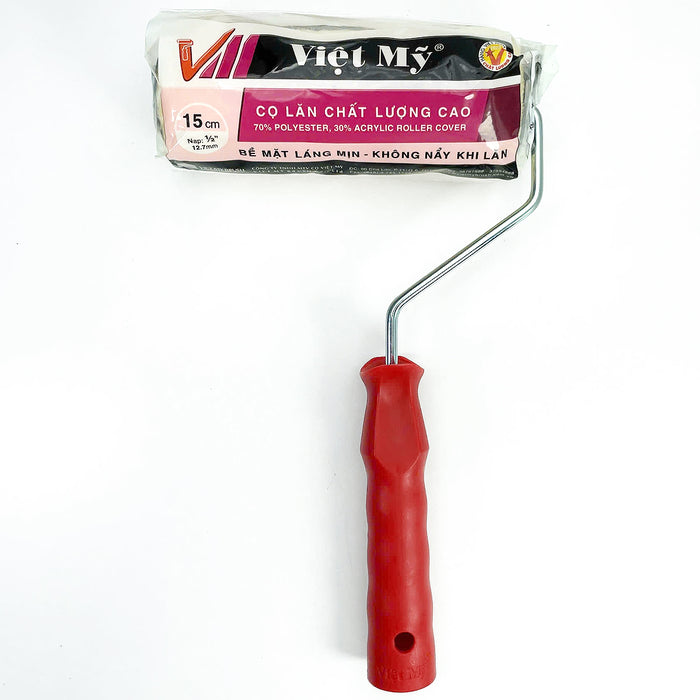 Cọ lăn Việt Mỹ 11cm - 23cm, lông màu vàng kem, tay cầm nhựa