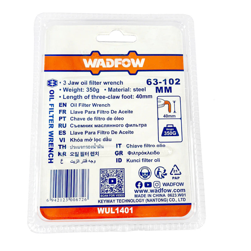 Cảo mở lọc dầu 3 chấu Wadfow WUL1401 đường kính mở tối đa từ 63mm - 102mm, cốt 1/2 inch hoặc 3/8 inch