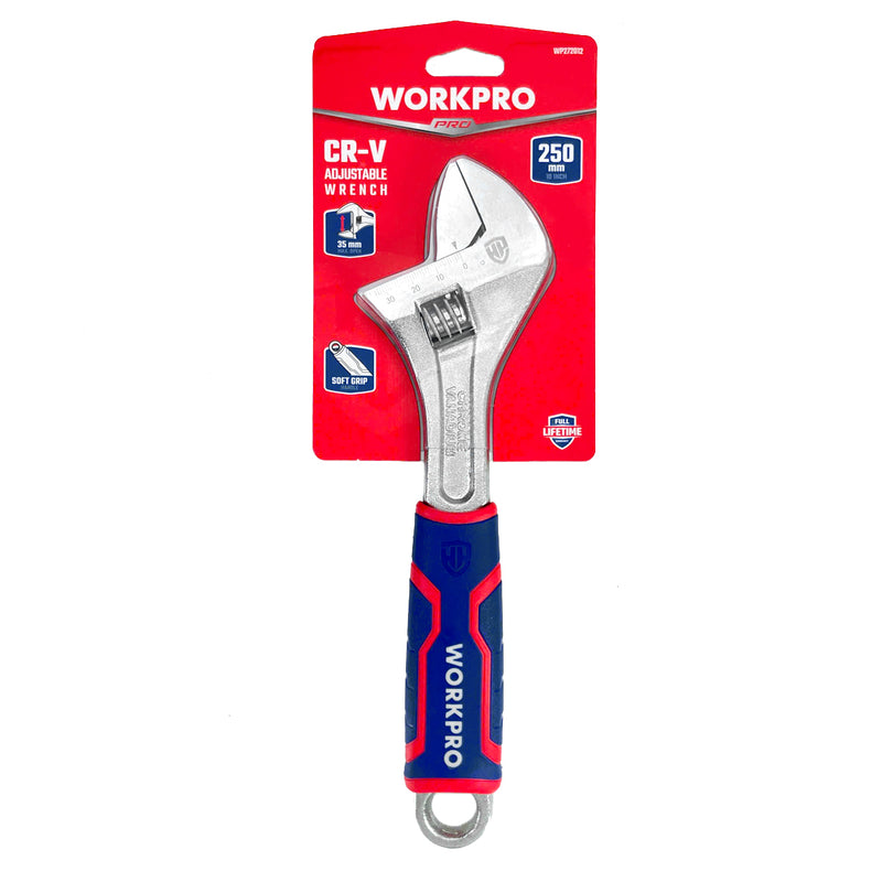 Mỏ lết bằng thép CR-V mạ chrome, tay cầm bọc nhựa chống trượt Workpro