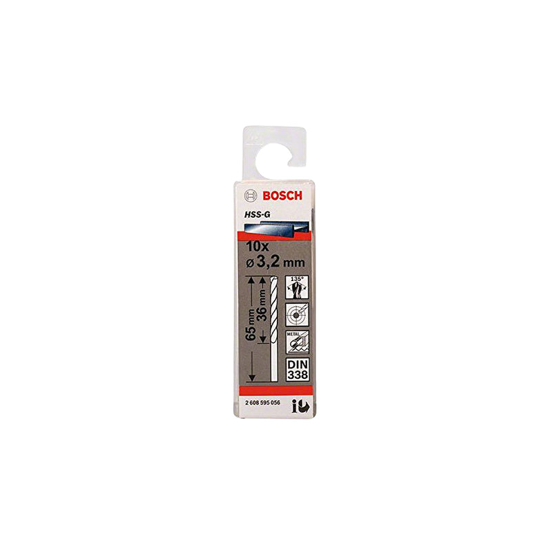 Hộp 10 mũi khoan sắt HSS-G Bosch đường kính từ 1mm - 7.5mm, đuôi trơn (Tiêu chuẩn DIN 338)