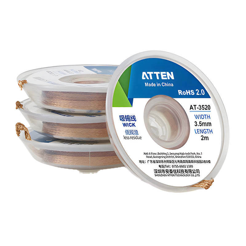 Dây đồng nhuyễn thấm hút chì lỏng hoặc thiếc lõng Atten. Tiêu chuẩn RoHS 2.0