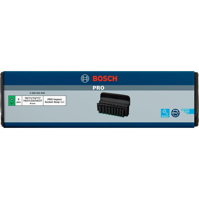 Bộ 9 đầu tuýp Bosch 2608003040 cốt 1/2 inch, dài 75mm