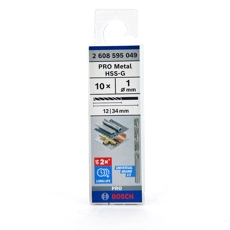 Hộp 10 mũi khoan sắt HSS-G Bosch đường kính từ 1mm - 7.5mm, đuôi trơn (Tiêu chuẩn DIN 338)