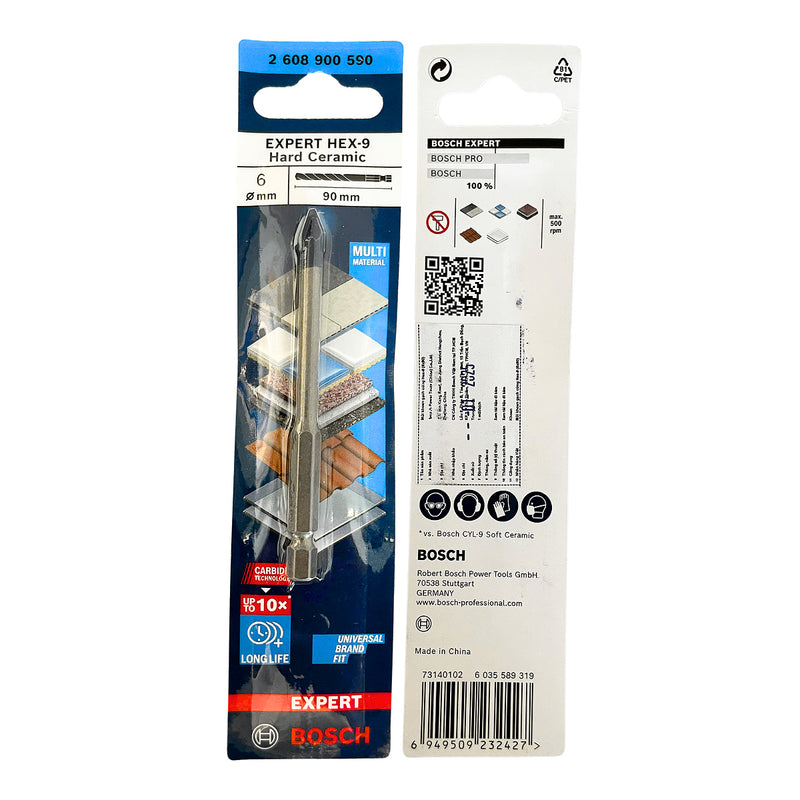 Mũi khoan gạch Hex-9 Bosch đường kính từ 3mm - 12mm, chiều dài 90mm, đuôi lục giác