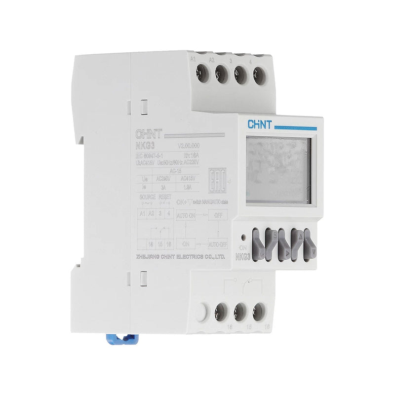 Timer hẹn giờ kỹ thuật số Chint NKG3 cài đặt 24h, điện áp AC 220V