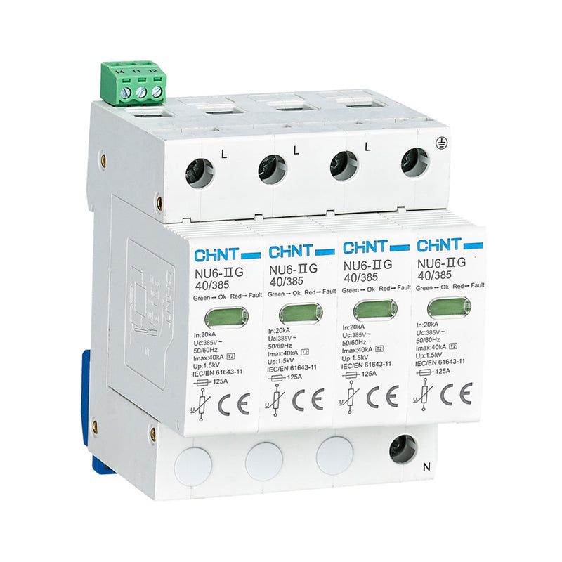 Thiết bị chống sét lan truyền Chint NU6-II G series. Tiêu chuẩn CE, RoHS và CB
