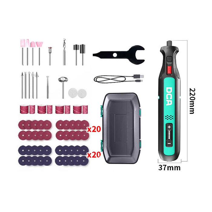 Máy mài khuôn mini dùng pin 4V DCA ADSJ0801E cốt 3.2mm, sạc type C