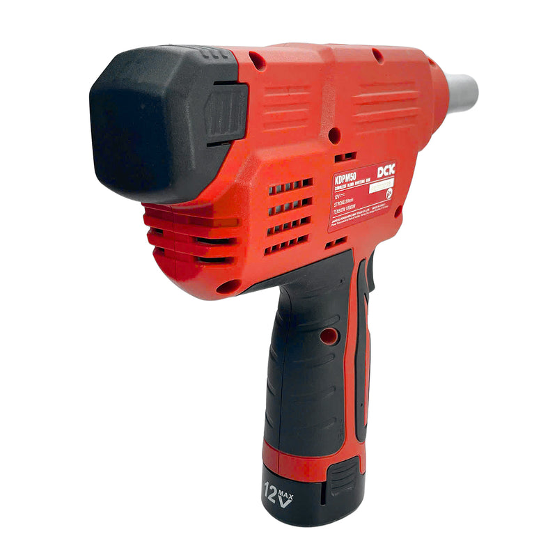 Máy tán đinh ri vê DCK KDPM50 dùng Pin 12V, lực kéo 10kN