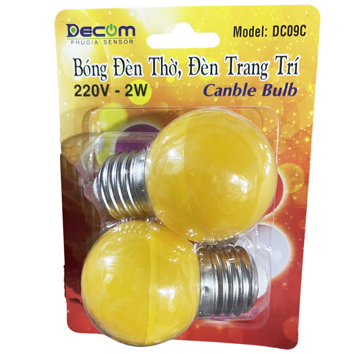 Vỉ 2 bóng đèn led trái chanh Decom DC-09C, công suất 2W