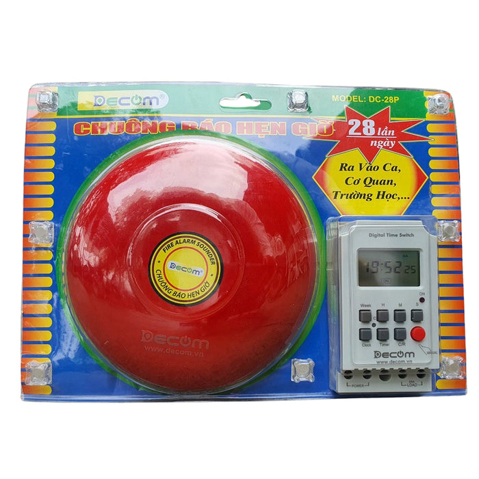 Timer hẹn giờ kỹ thuật số kèm chuông báo giờ công nghiệp Decom DC-28P