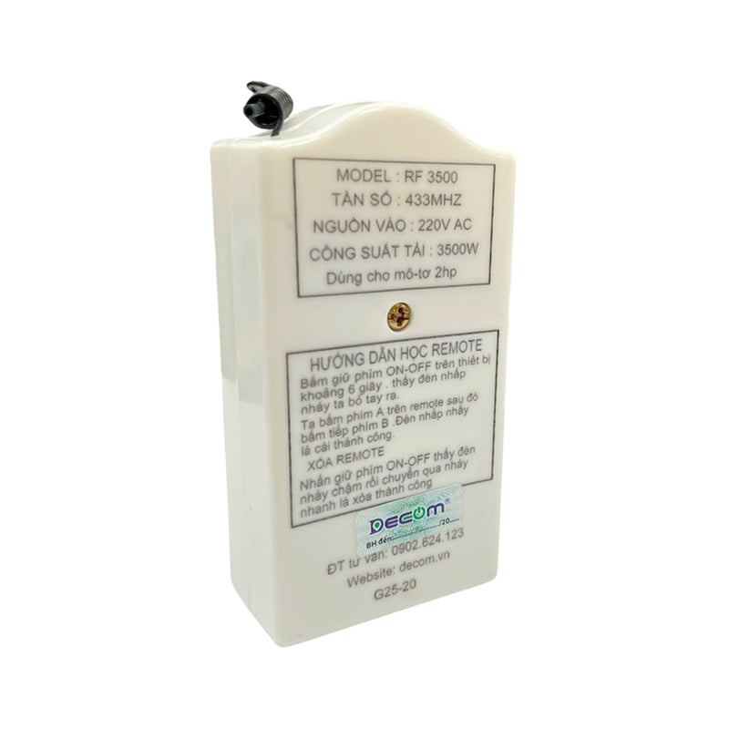 Thiết bị điều khiển từ xa Decom DC-3500W chuyên dùng cho mô tơ, khoảng cách điều khiển từ 20m - 50m
