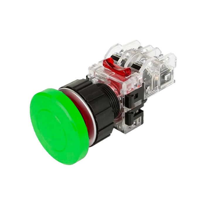 Công tắc dừng khẩn cấp, không đèn, viền nhôm Hanyoung Nux MRE-N series, Lỗ khoét Ø25mm