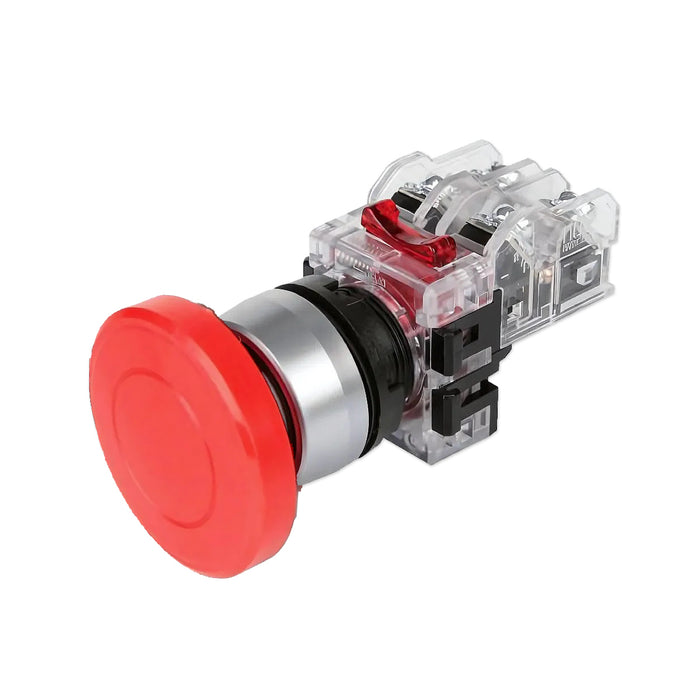 Công tắc dừng khẩn cấp, không đèn, viền nhôm Hanyoung Nux MRE-R series, Lỗ khoét Ø22mm