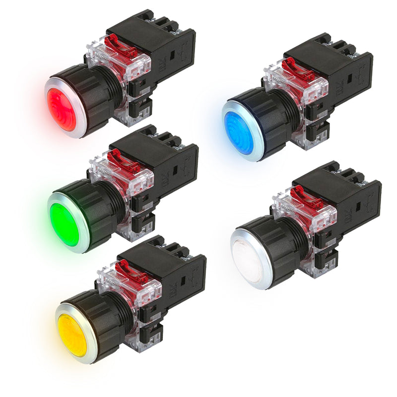 Đèn báo tủ điện, viền nhôm Hanyoung Nux MRP-N series, Lỗ khoét Ø25mm. Tiêu chuẩn CE, RoHS