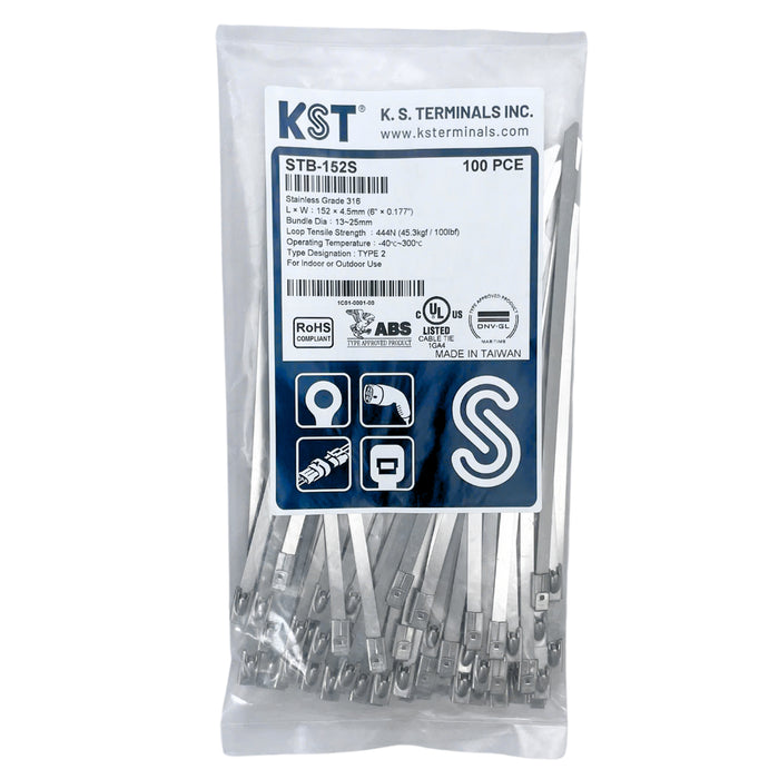 Dây rút Inox 316 KST cao cấp, không bọc nhựa (Uncoated), loại bi gài (Ball-lock), bản size S rộng 4.5mm, dài từ 125mm - 1050mm