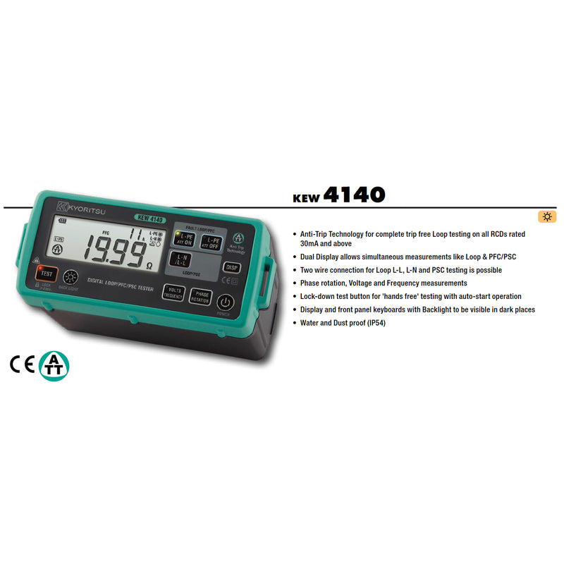 Thiết bị đo điện trở kháng mạch vòng kỹ thuật số Kyoritsu Kew 4140 công nghệ chống ngắt mạch (Anti-Trip Technology)